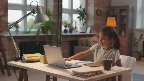 girl studying online at home