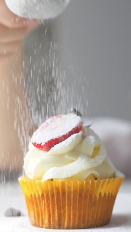 decorated strawberry cupcake