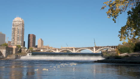 saint anthony falls hydroelectric power dam on a sunny morning