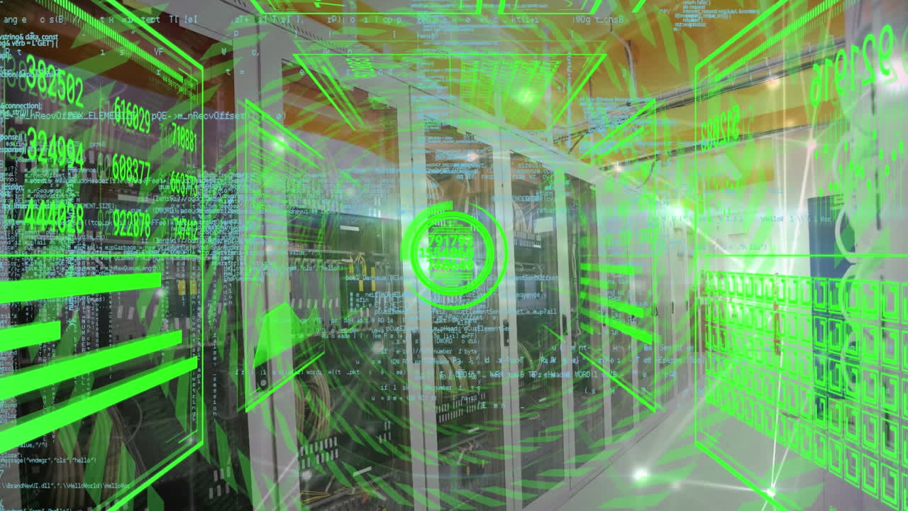 Animation of data processing over server room