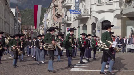 austrian traditional parade with marching band