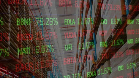 animación del procesamiento de datos en un almacén vacío