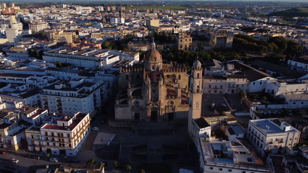 Jerez de la Frontera Cathedral of the Holy Saviour Aerial Pullback