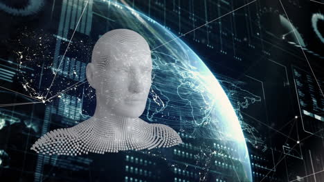 busto humano en movimiento con procesamiento de datos