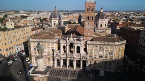 drone flying away from papal basilica of santa maria maggiore