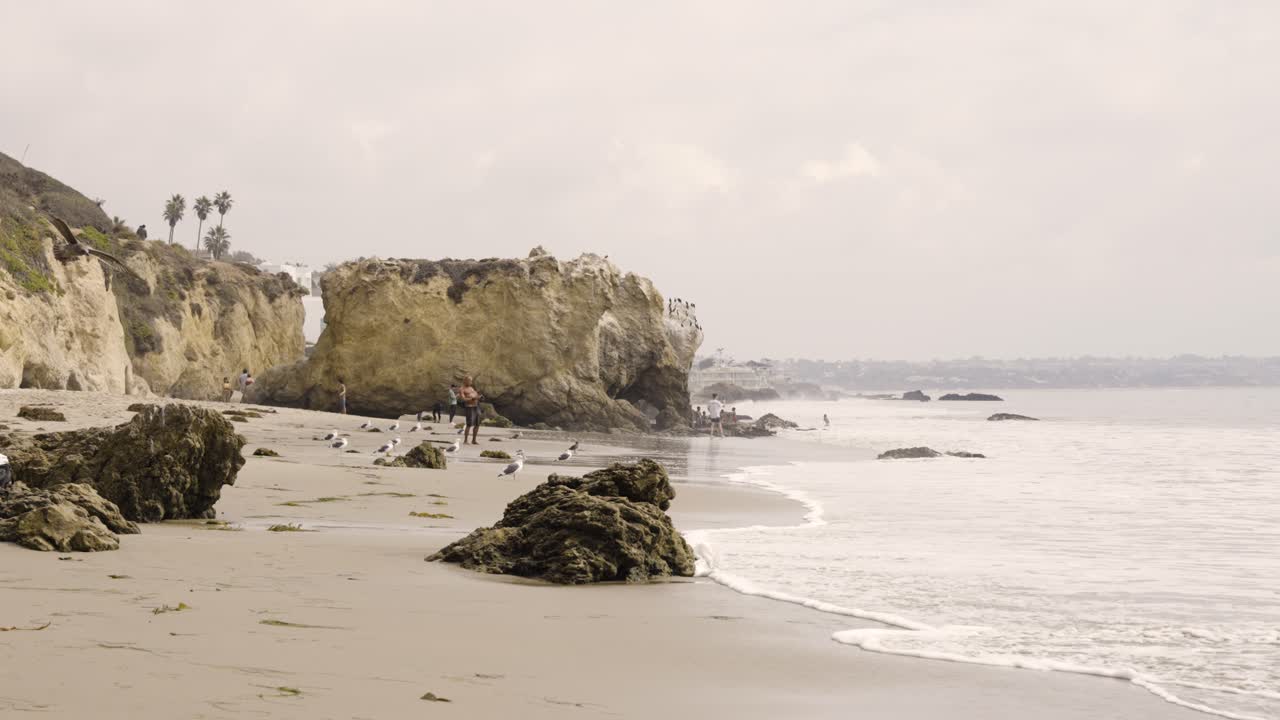 playa el matador olas rompiendo en la arena de california plano general de todo el paisaje