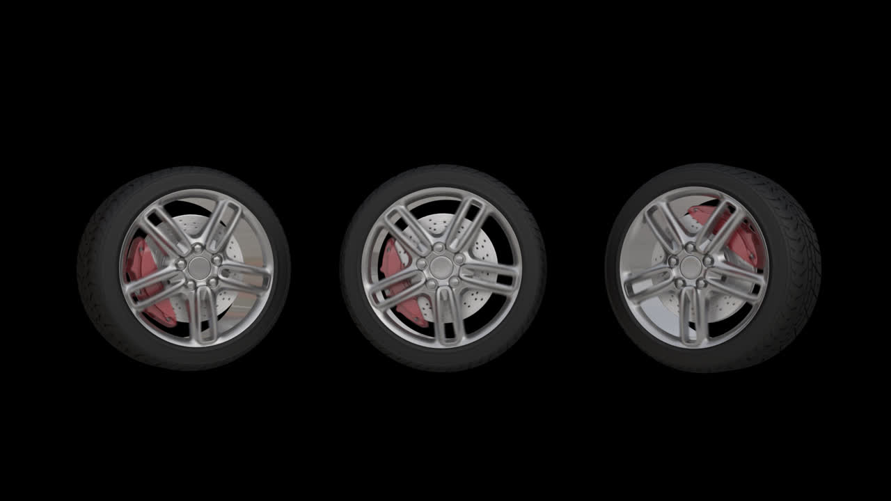 Car Wheels with Brake Calipers