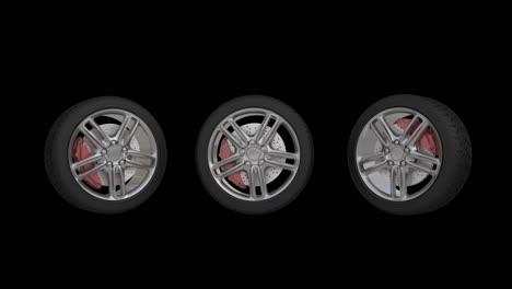 car wheels with brake calipers