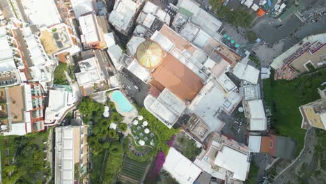 Top-Down-Aerial-View-of-Positano,-Amalfi-Coast,-Italy