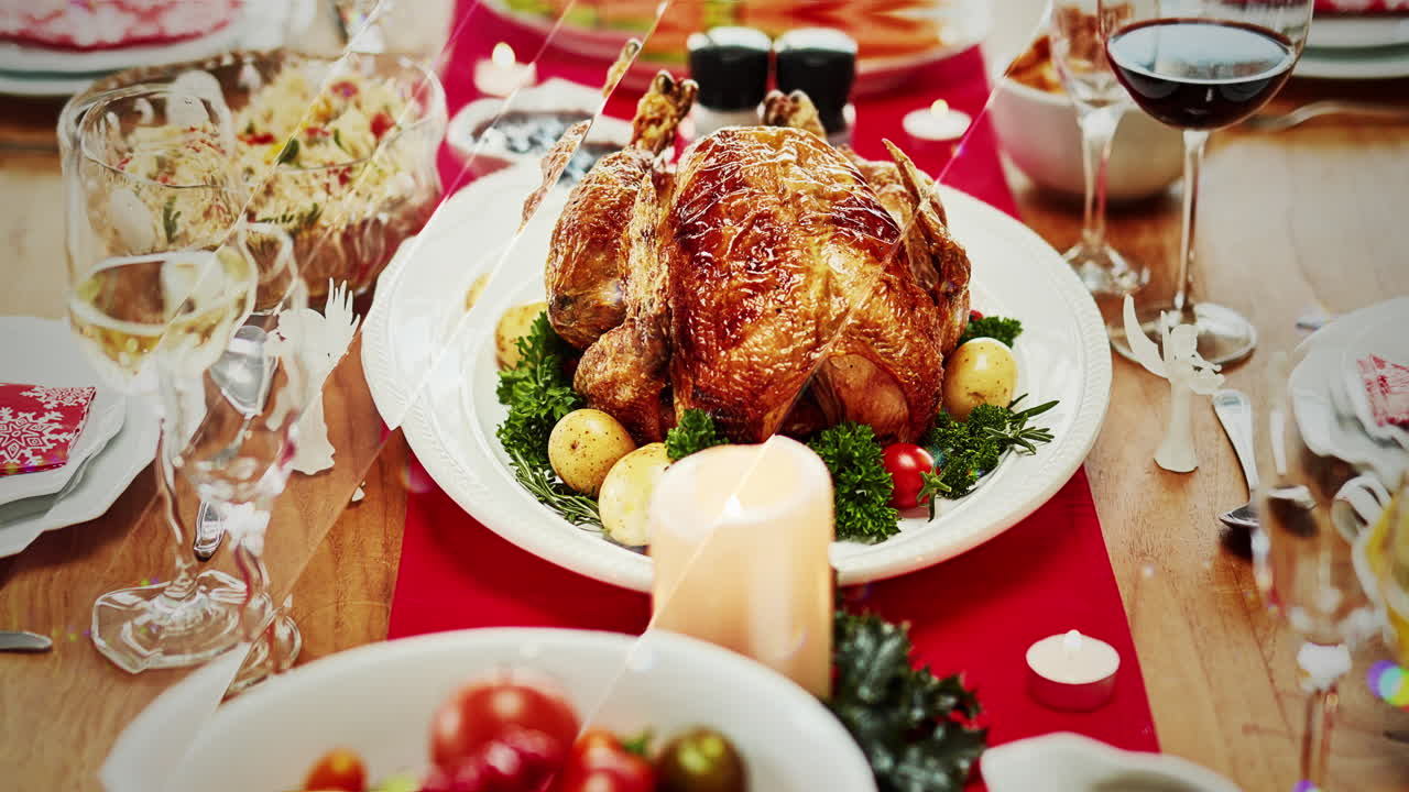 cena de navidad con pollo asado