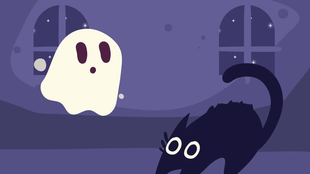 happy halloween animation with ghost