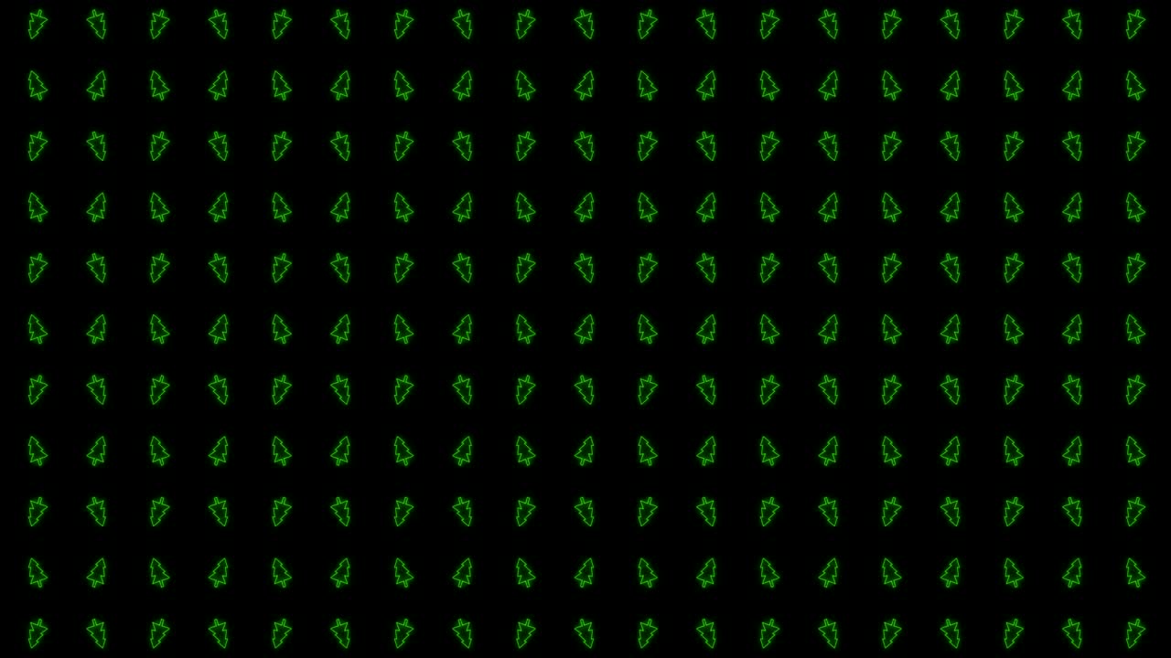 빛나는 녹색과 검은색의 크리스마스 트리 타일 배경 애니메이션 패턴
