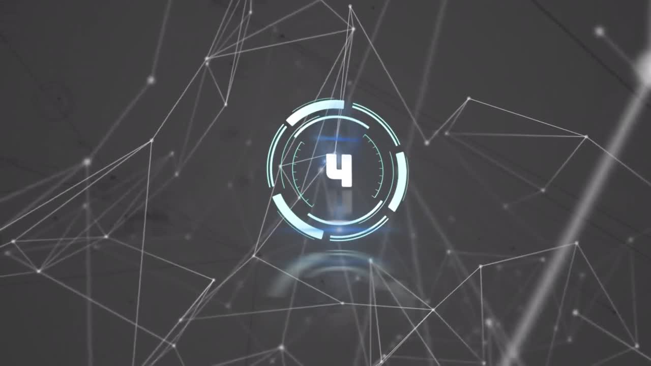 animación del escaneo del alcance con cuenta atrás y red de conexiones