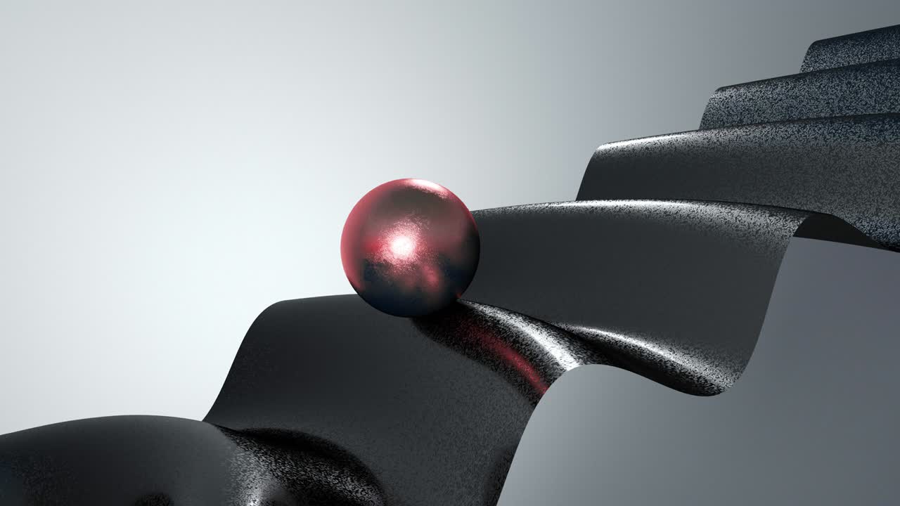 Abstract 3d animation of rose gold ball with texture black waves material. 4k seamless loop animation.