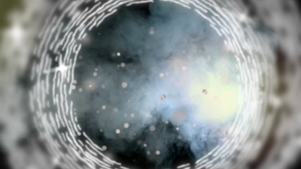 구름 위의 원과 연결의 네트워크의 애니메이션