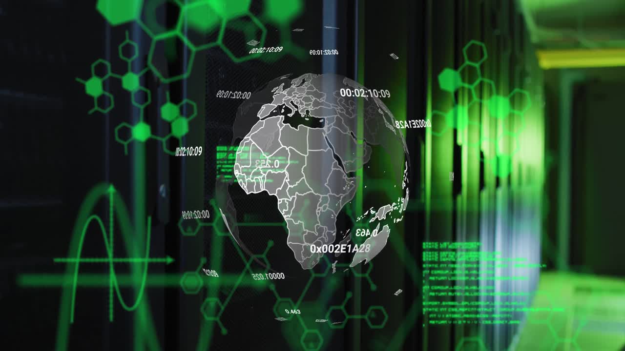 animación del globo y procesamiento de datos a través de servidores