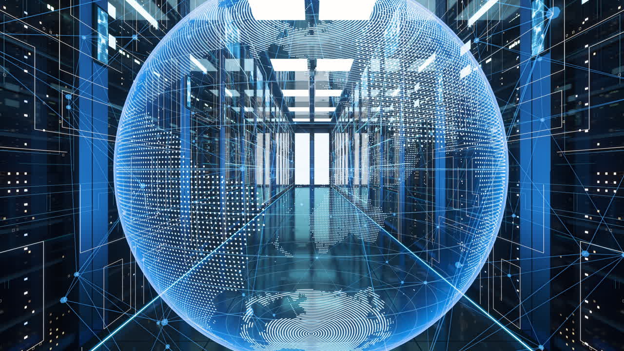 Data centers and data computing, 3d rendering.