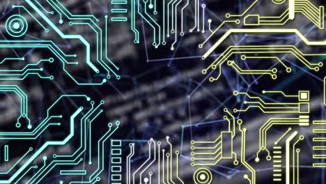 animación del procesamiento de datos con una placa de circuitos informáticos