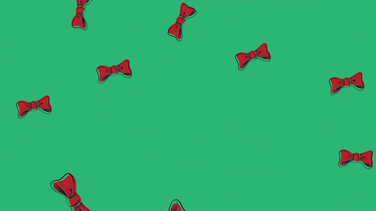 Animazione di papillon che cadono su sfondo verde