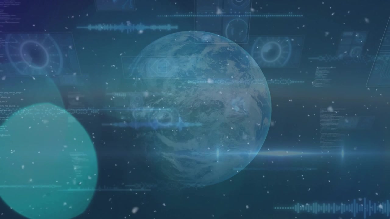 Animation of globe and network of connections over data processing