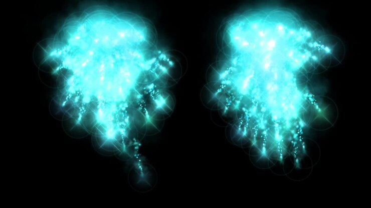 Animazione motion graphics: scintille, fuoco, particelle colorate