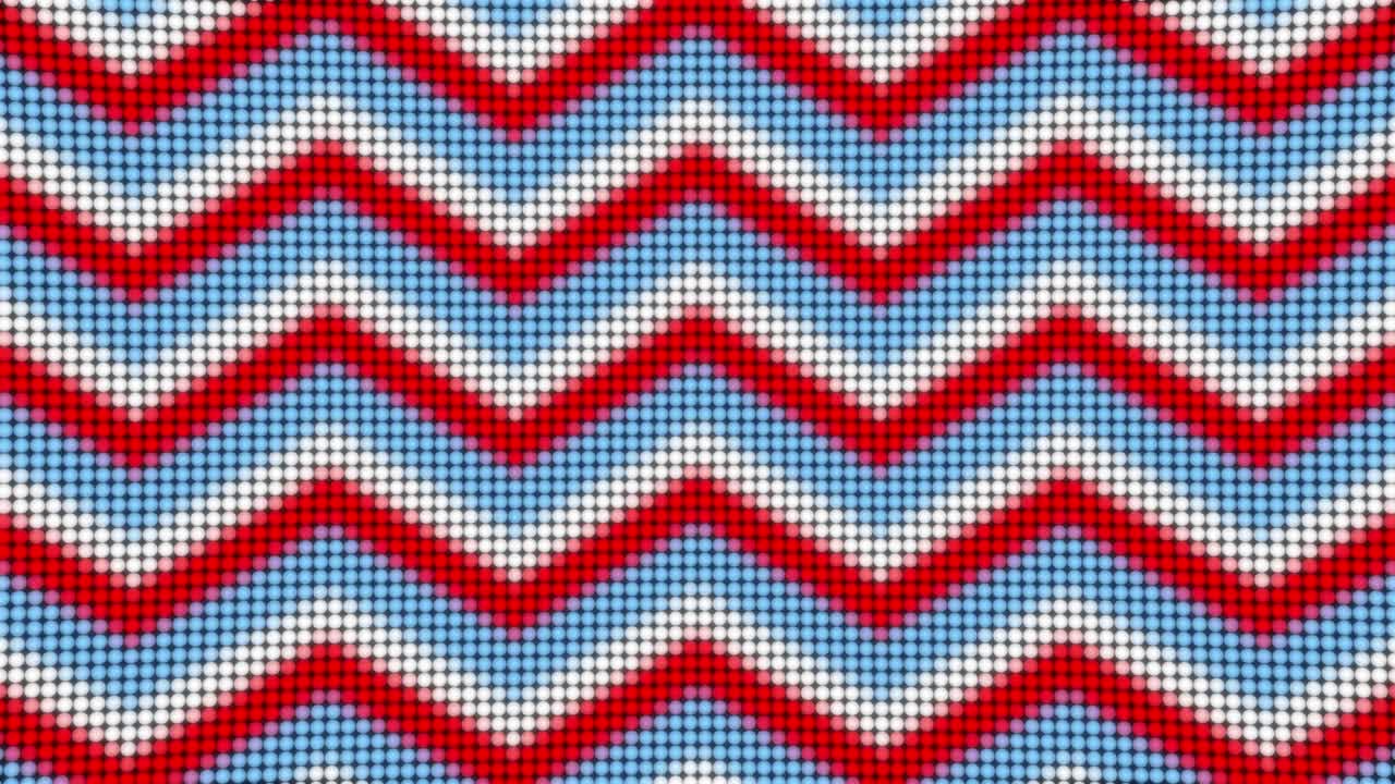 Zigzag red blue white lines arrows led panel animated background