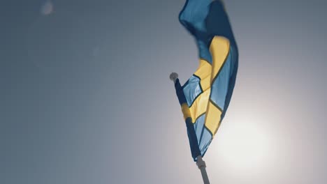 Schwedische-Flagge-Im-Wind-In-Zeitlupe