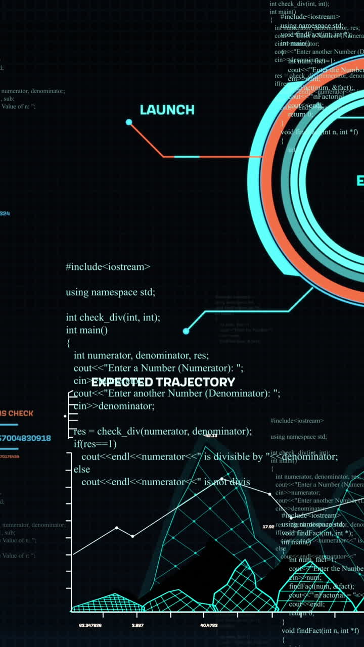 animación de escaneo de alcance y procesamiento de datos sobre fondo negro