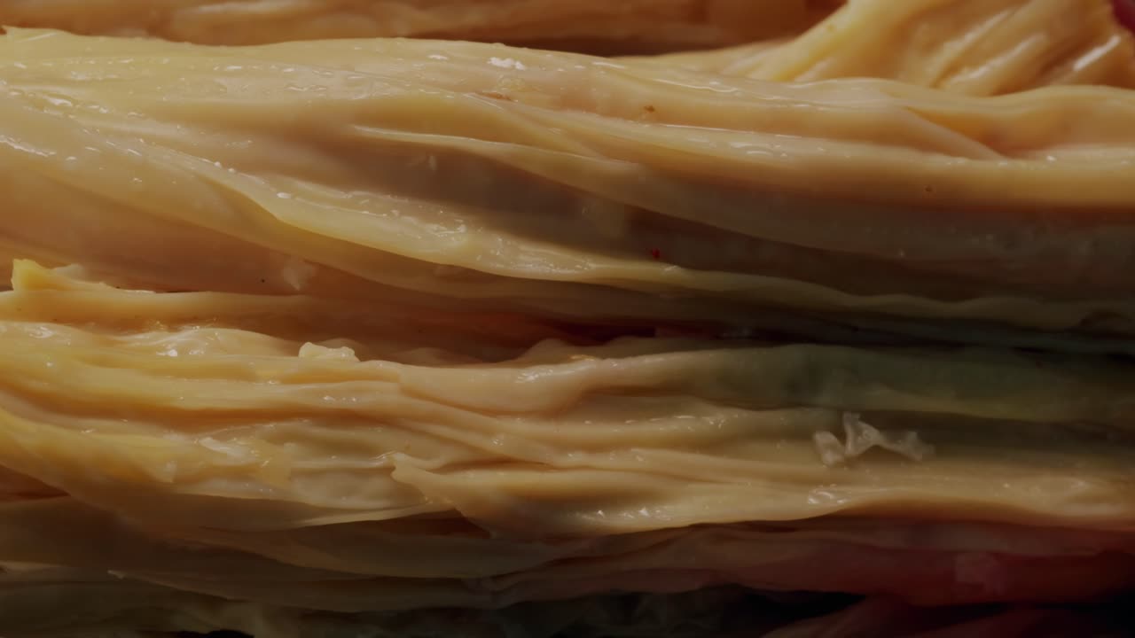 Fermented soy food Fuzhou, Tofu skin yuba sticks or Fuzhu on plate. Healthy asian soy food, Korean and Chinese cuisine.