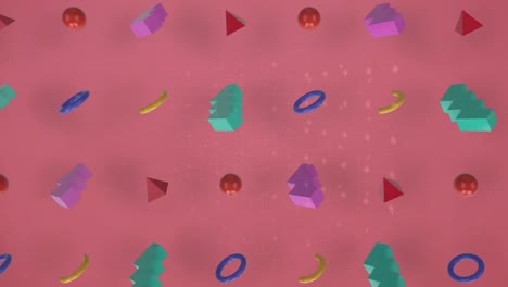 Animation-of-rows-of-shapes-over-pink-background