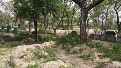 drone camera view of muslim cemeteries and graves in pakistan, muslim graveyard