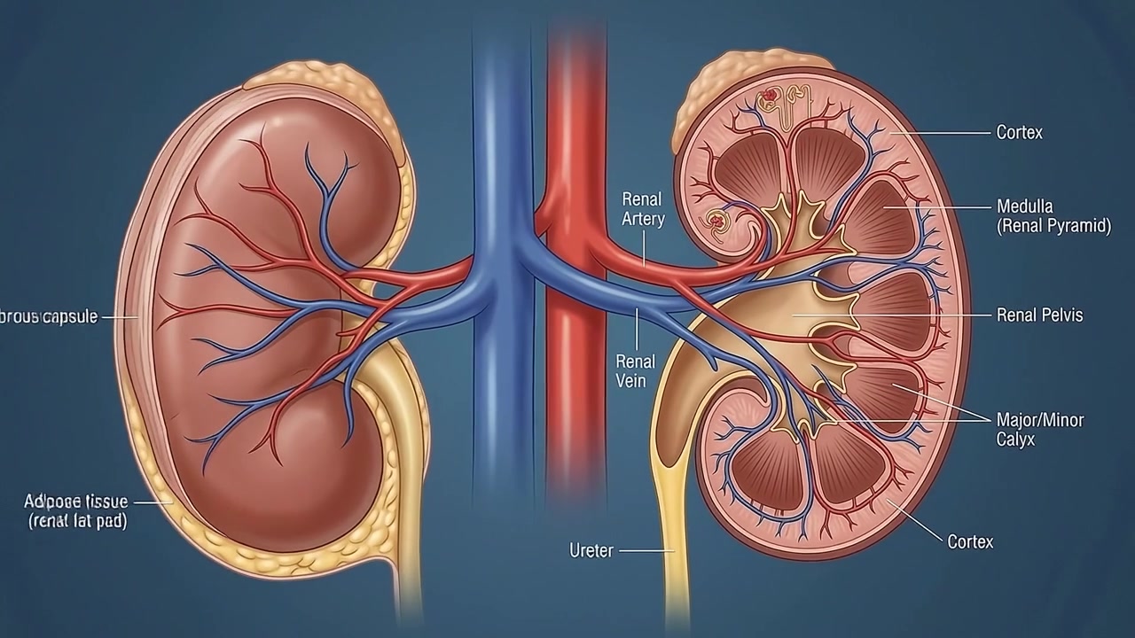 Medical Animation of Human Kidney Anatomy and Blood Circulation