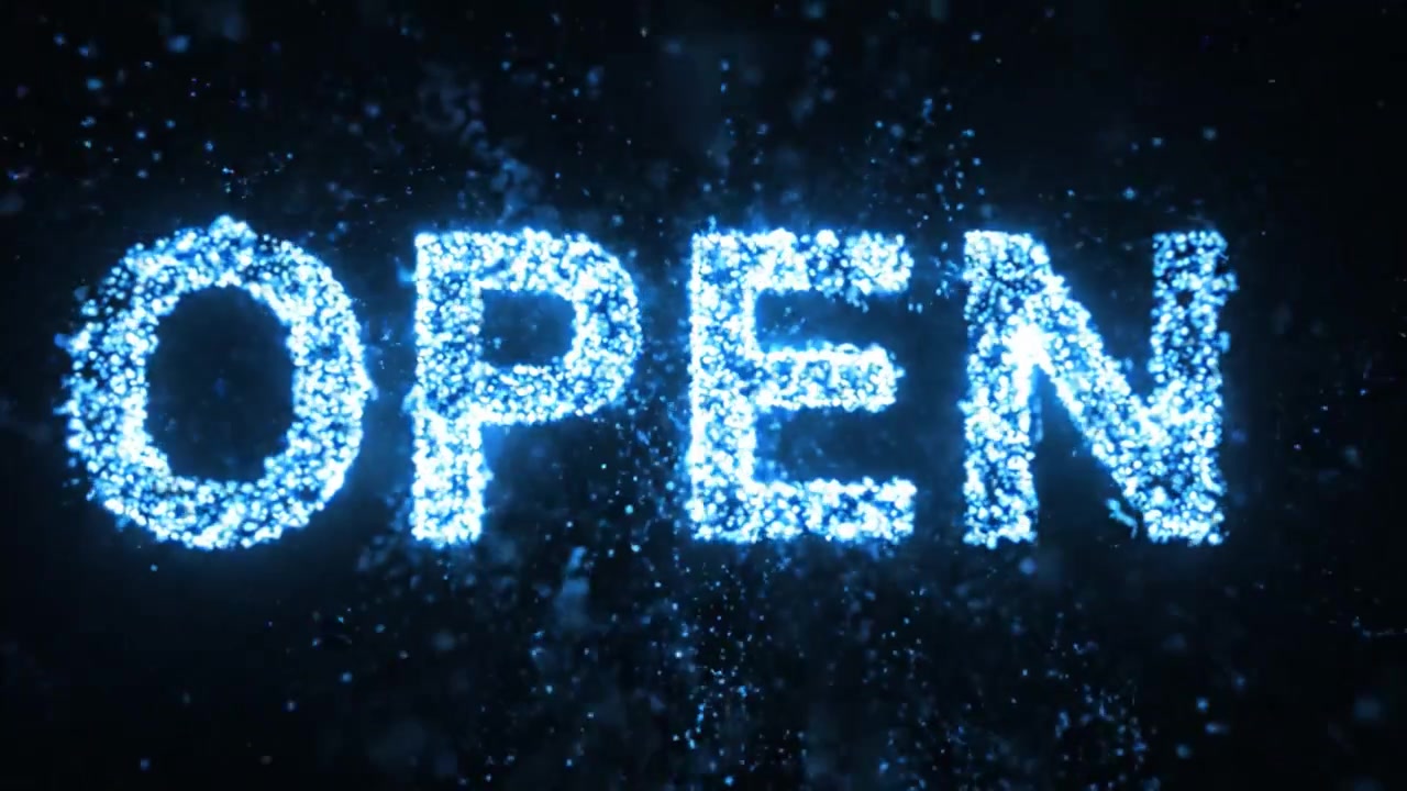 A captivating visual transition from a mysterious orb floating in darkness to a glowing, vivid 'OPEN' sign, highlighting an intriguing theme of illumination and accessibility.