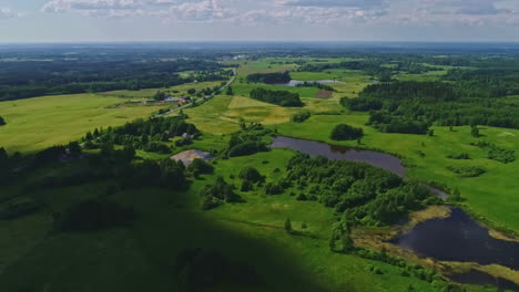 Green-agriculture-landscape-of-Europe,-aerial-drone-view