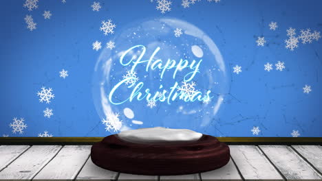 Animation-of-christmas-season's-greetings-text-in-snow-globe-and-shooting-star-on-blue-background