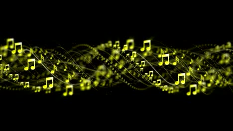 animación de notas musicales, representación, fondo, bucle