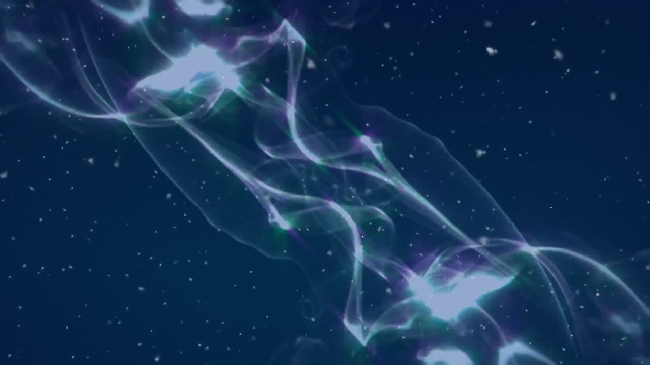 Animation of dynamic smoke pattern over illuminated dots over abstract background