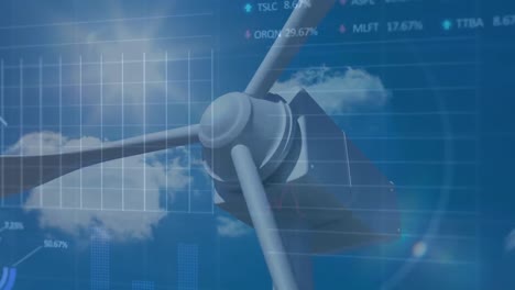 Animation-of-financial-data-processing-over-wind-turbine