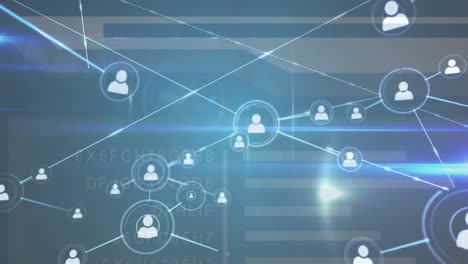 animación de redes de conexiones y procesamiento de datos sobre fondo negro