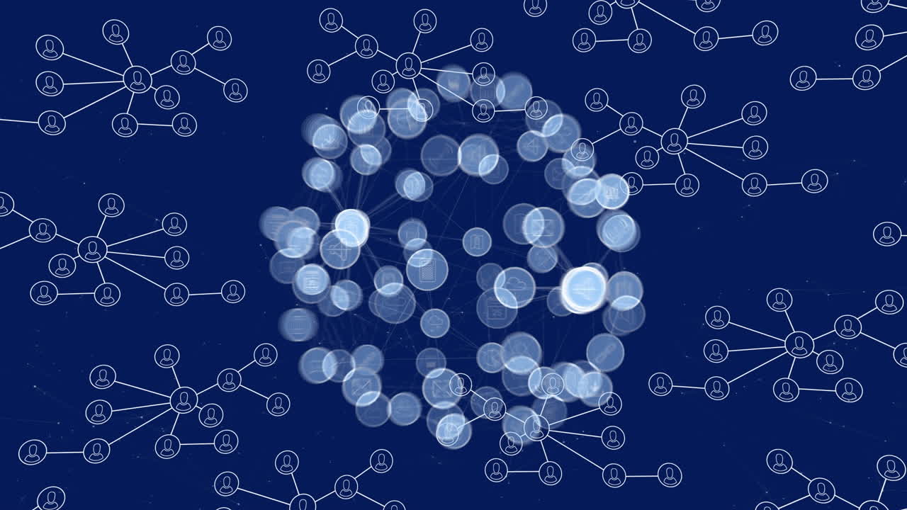 전 세계 사람들과의 연결 네트워크의 애니메이션 아이콘