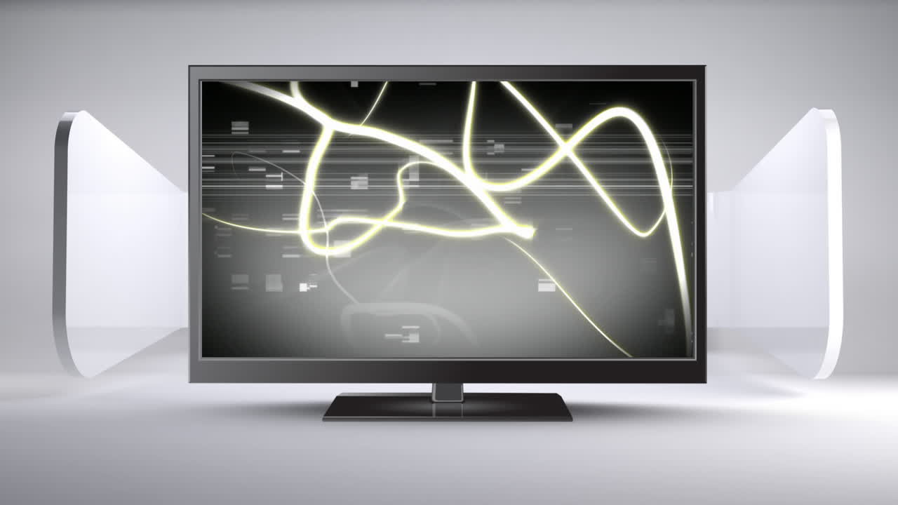 회전선과 정적 소음이 있는 텔레비전