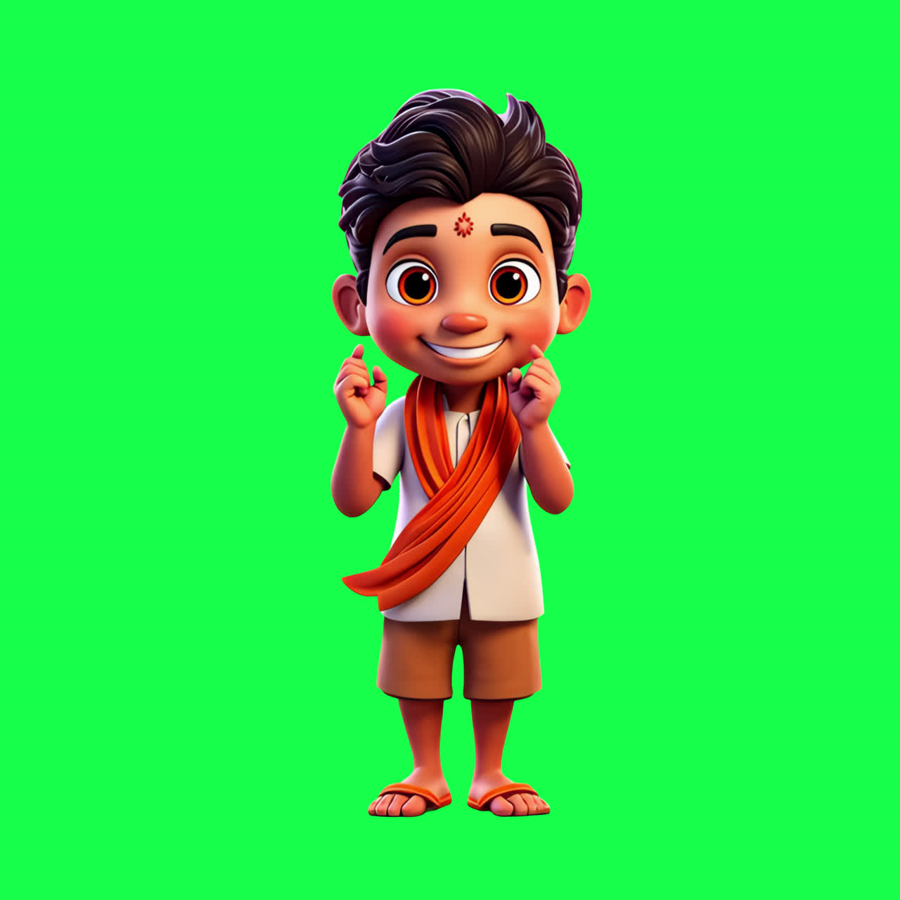 Animated cheerful child character animation isolated asset, transparent 4K video, alpha channel