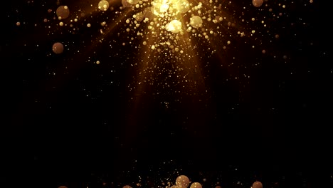 fondo de lujo con partículas doradas en la parte superior e inferior. chispas de brillo y luz. bucle sin costuras.