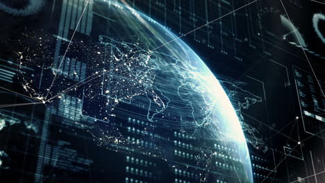 globe with interface screen 4k