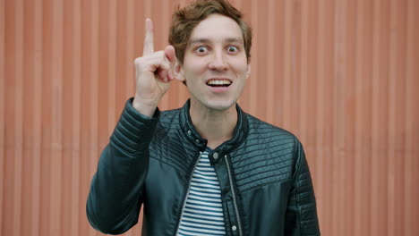 man expressing excitement