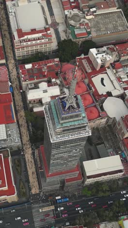 vertical orbital aerial view of the torre latino in mexico city