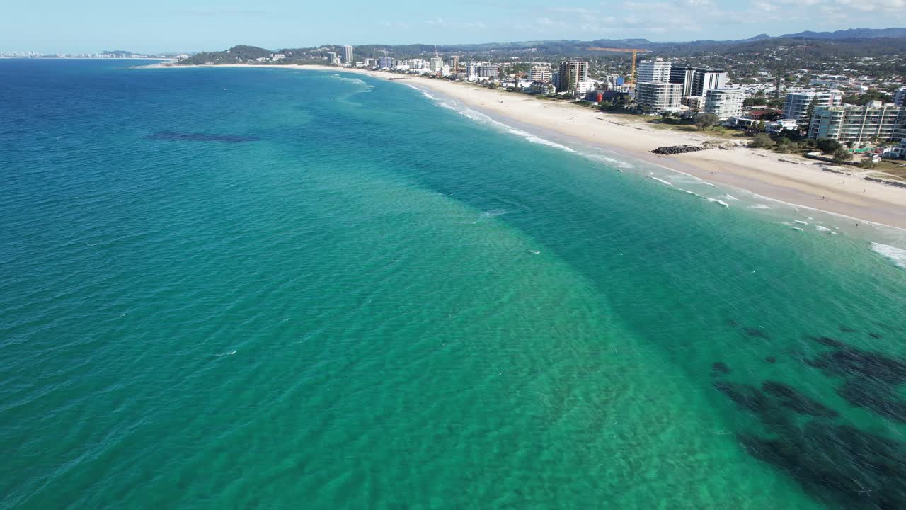 Palm Beach And Burleigh Mountain In Gold Coast, QLD, Australia - Drone Shot
