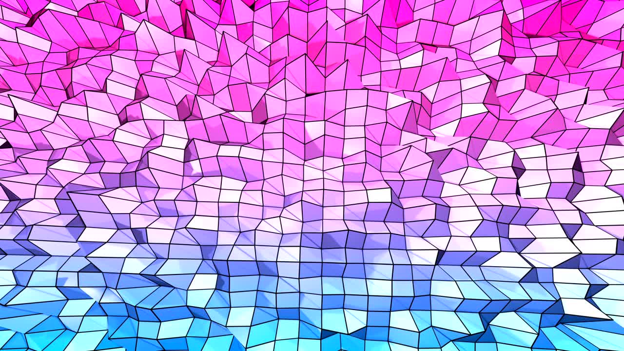 4k limpio bajo poli fondo animado en bucle. animación 3d sin costuras en estilo geométrico moderno con colores de gradiente modernos. fondo creativo simple. colores de gradientes rojos azules 4