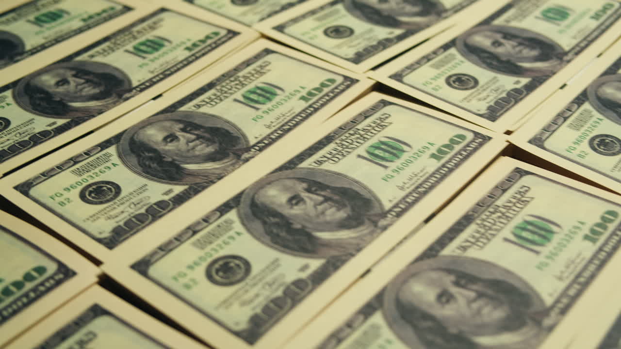 Specialised police officer Counting dollar banknotes in crime lab, conceptual image. High quality 4k footage