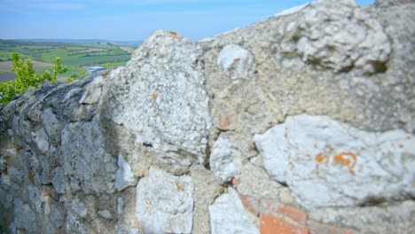 Las-Ruinas-Del-Castillo-Sobre-La-Montaña-Statz-Revelaron-El-Paisaje-Urbano-En-Weinviertel,-Staatz-kautendorf,-Austria